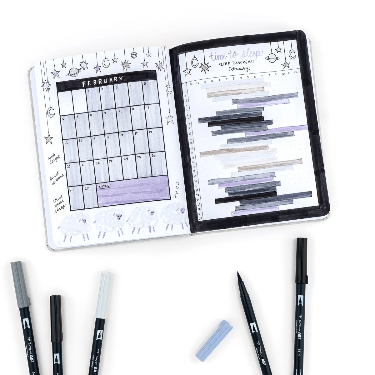 Dual Brush Pen Art Markers, Grayscale, 10-Pack - Image 9